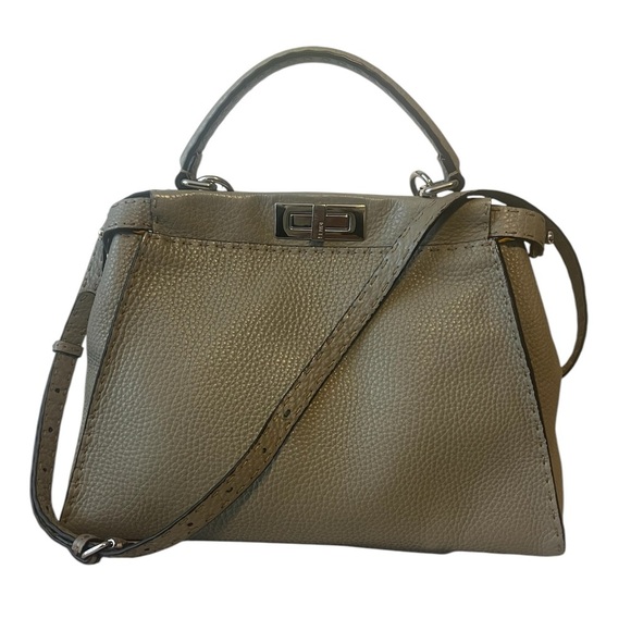 Fendi Gray Selleria Leather Peekaboo - Picture 1 of 16